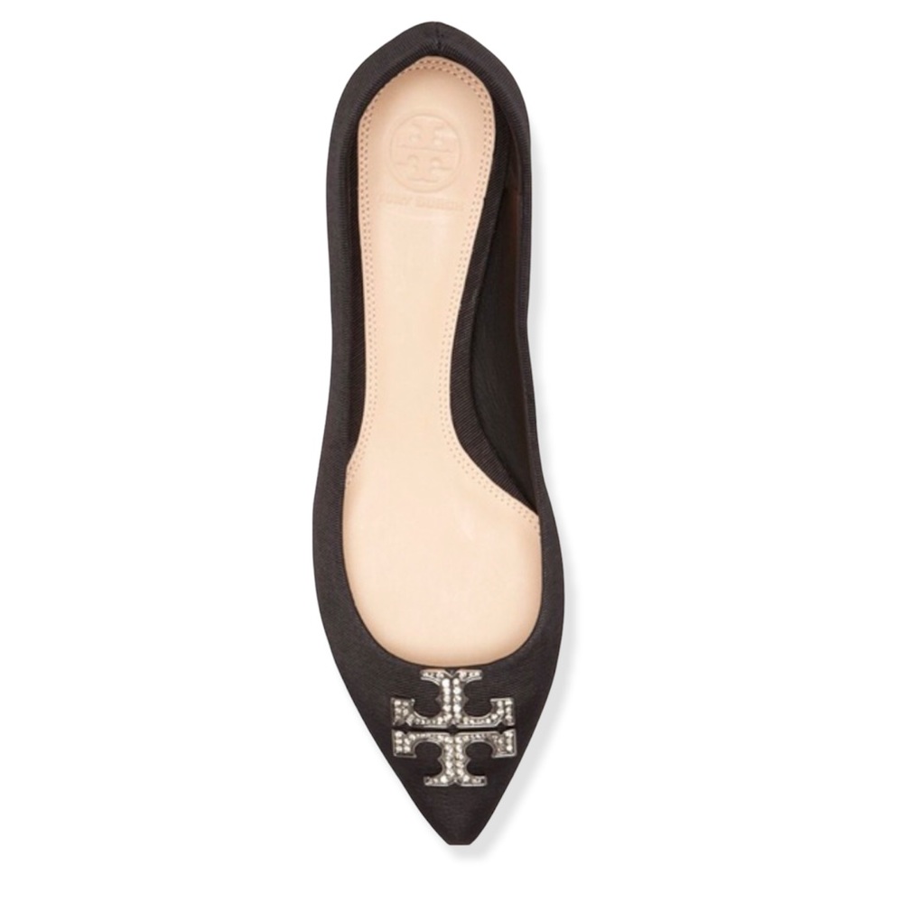Tory Burch Diamond Pointed Black Flats